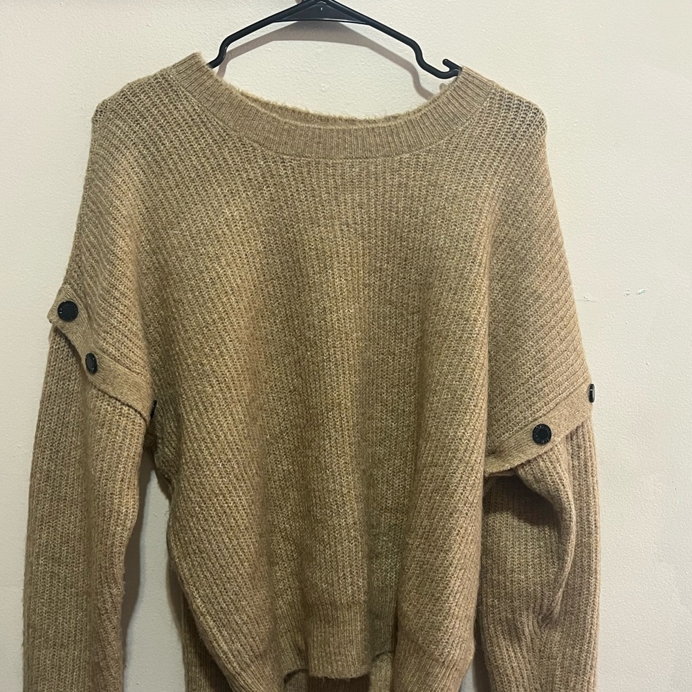 Cozy Camel Button-Detail Sweater